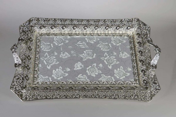 Bavary Serviertablett Orientalisch Flower Silber