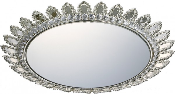 Bavary Spiegel mit glänzende Steinen Silber Serviertablett | 30cm