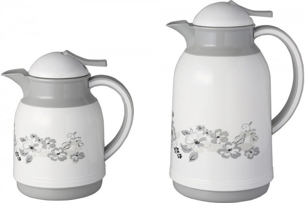 Bavary | Thermosflaschen Set | mit Motiven | Weiß | Grau | 0,5 L + 1 L