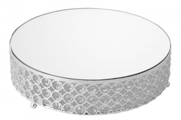 Bavary Dekorativer Serviertablett mit Strassteinen und Spiegel 30x8 cm Silber