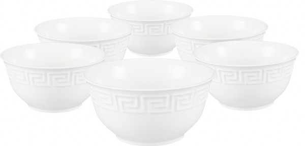 Bavary 12 Teiliger Fine Porzellan Suppenschüssel Quadrat Design | Weiß | 12 Person