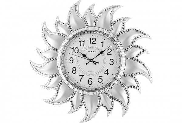 Bavary | Wanduhr | Dekoration | Sonne-Design | Ø 54cm | Rund | Silber| By-ne-878-silver