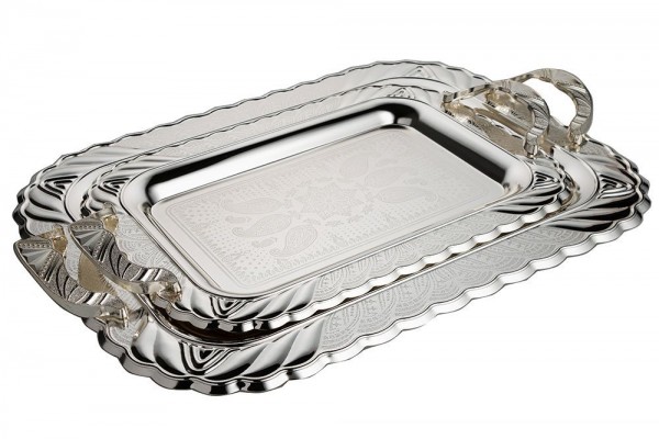 Bavary | 2er Serviertablett-Set | Metall | Silber | By-2212al-2s-mh65