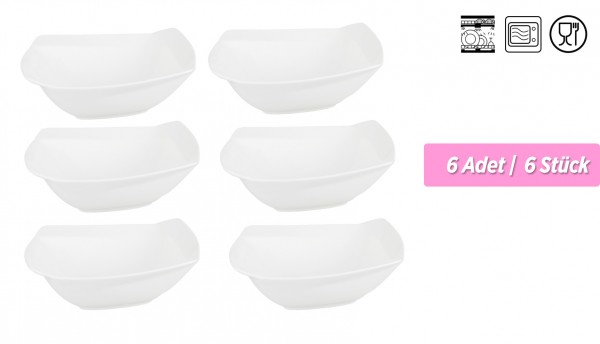Bavary | XL | Servierschüssel-Set | 6 Teilig | Viereckig | 23 cm | 750 ml | Weiß | HD1459-2