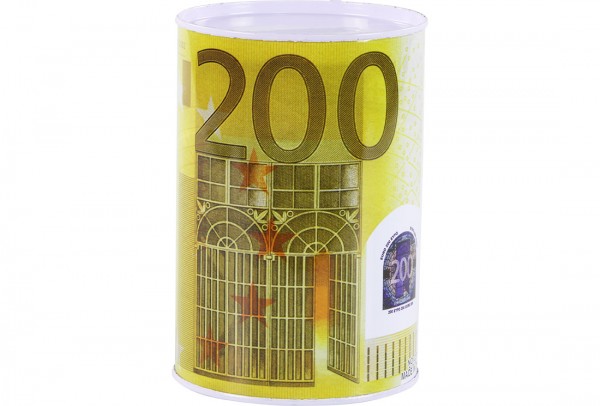 Dekonaz | Spardose | Gelddose | Sparschwein | Sparbox | Sparbüchse | 200 Euro-Design | Aus Metall | 999395-200