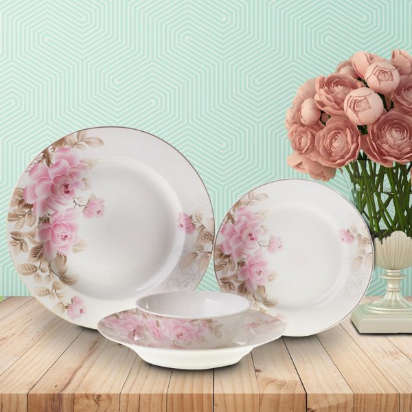 Bavary 24 Teilig Blumenmotive Porzellan Essservice für 6 Personen